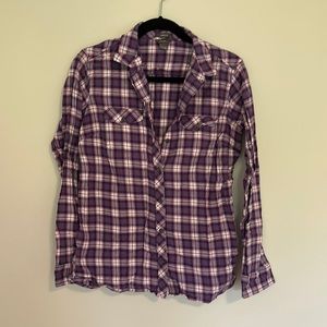 Eddie Bauer Classic Fit women’s light-weight purple flannel shirt - medium